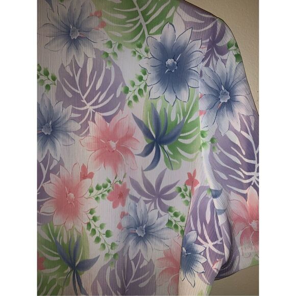 Vintage ALIA Pastel Hawaiian button down top size 18 - Picture 8 of 12